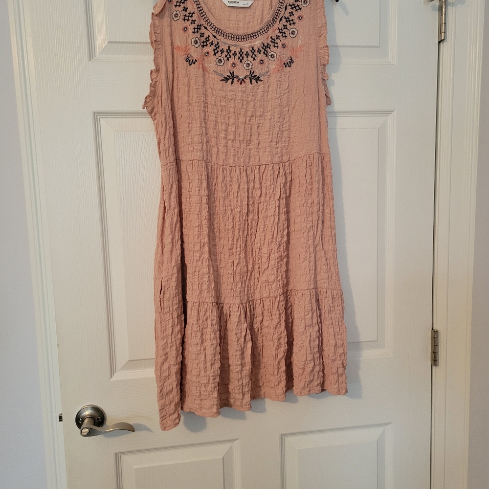Pink Embroidered Sleeveless Dress